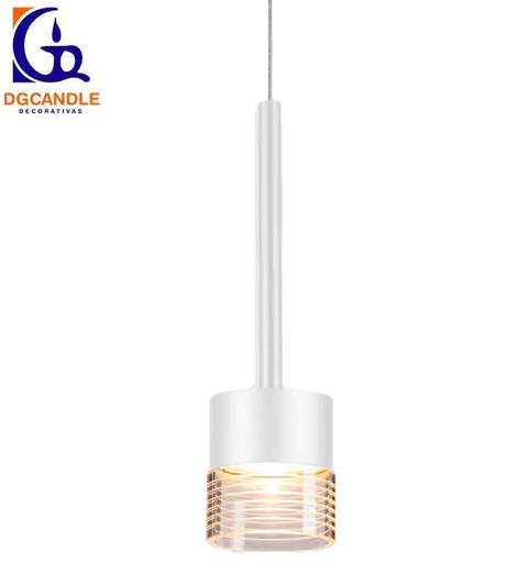 [IND-PR-00103] Lámpara LED Decorativa Colgante, DG50107P, 7W, 4000K Blanco Natural, 85-265Vac, Dimensiones: Φ74x1500mm, IP20, Blanco