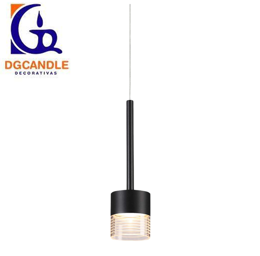[IND-PR-00104] Lámpara LED Decorativa Colgante, DG50107P, 7W, 4000K Blanco Natural, 85-265Vac, Dimensiones: Φ74x1500mm, IP20, Negro
