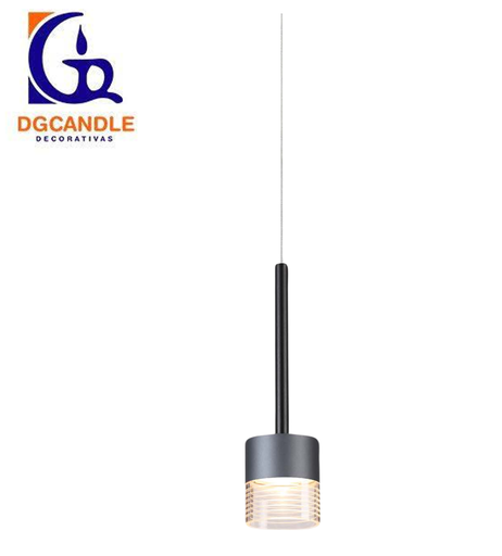 [IND-PR-00105] Lámpara LED Decorativa Colgante, DG50107P, 7W, 4000K Blanco Natural, 85-265Vac, Dimensiones: Φ74x1500mm, IP20, Negro con Gris Oscuro