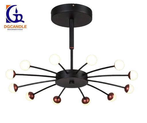 [IND-PR-00109] Lámpara LED Decorativa Colgante, DG50128C, 58W, 16x3.63W, 4000K Blanco Natural, 85-265Vac, Dimensiones: Φ800x265-1500mm, IP20, Negro con Rose Gold