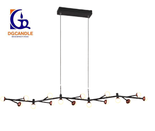 [IND-PR-00110] Lámpara LED Decorativa Colgante, DG50131P, 43W, 4000K Blanco Natural, 85-265Vac, Dimensiones: 1208x406x1500mm, IP20, Negro con Rose Gold