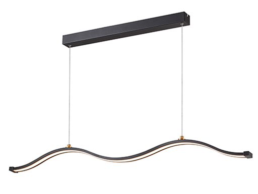 [IND-PR-00120] Lámpara LED Decorativa Colgante, DG50346P, 48W, 4000K Blanco Natural, 85-265Vac, Dimensiones: 1200x60x1500mm, IP20, Negra con dorado