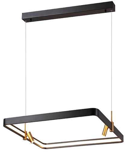 [IND-PR-00121] Lámpara LED Decorativa Colgante, DG50350P, 72W, 4000K Blanco Natural, 85-265Vac, Dimensiones: 810x780x1500mm, IP20, Negro con dorado