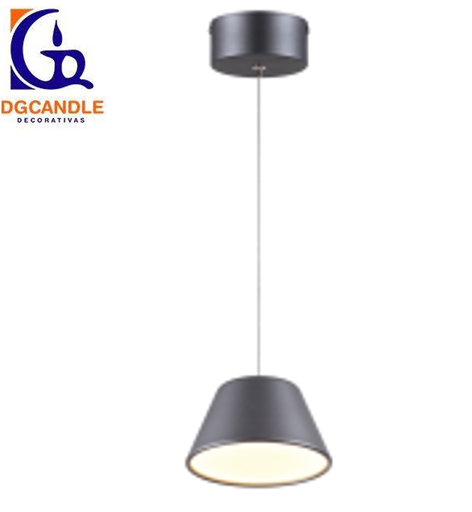 [IND-PR-00132] Lámpara LED Decorativa Colgante, DG50450P, 9W, 4000K Blanco Natural, 85-265Vac, Dimensiones: 160x160x1500mm, IP20, Gris Oscuro