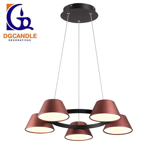 [IND-PR-00137] Lámpara LED Decorativa Colgante, DG50486P, 45W, 4000K Blanco Natural, 85-265Vac, Dimensiones: 600x600x1500mm, IP20, Negro con Rose Gold
