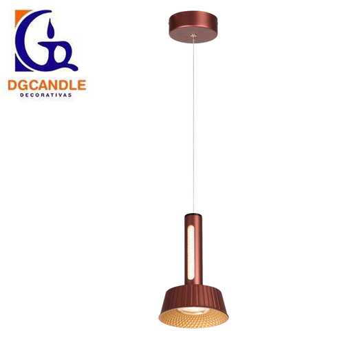 [IND-PR-00146] Lámpara LED Decorativa Colgante, DG50882P, 8W, 4000K Blanco Natural, 85-265Vac, Dimensiones: Φ150x1500mm, IP20, Rose Gold con Negro