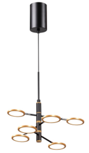 [IND-PR-00150] Lámpara LED Decorativa Colgante, DG50917P, 50W, 6000K Blanco Frío, 85-265Vac, Dimensiones: 800x800x1500mm, IP20, Dorado