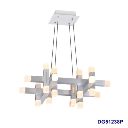 [IND-PR-00160] Lámpara LED Decorativa Colgante, DG51238P, 72W, 4000K Blanco Natural, 85-265Vac, Dimensiones: 600x600x1500mm, IP20, Plateado