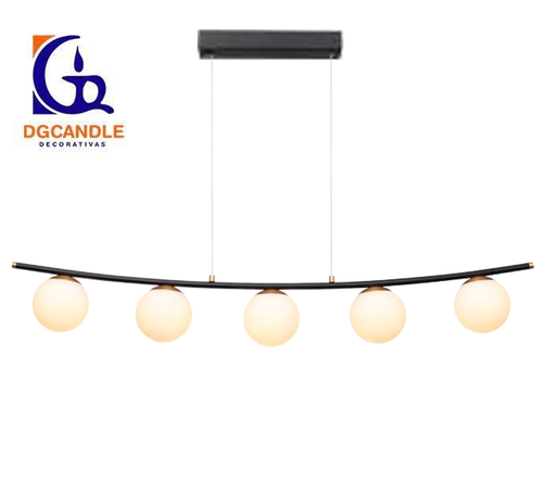 [IND-PR-00168] Lámpara LED Decorativa Colgante, DG60125P, 40W, 4000K Blanco Natural, 85-265Vac, Dimensiones: 1200x130x1500mm, IP20, Negro con Dorado