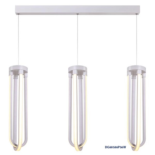 [IND-PR-00185] Lámpara LED Decorativa Colgante, DG60586P, 108W, 3x36W, 3000K Blanco Cálido, 85-265Vac, Dimensiones: 670x110x1200mm, IP20