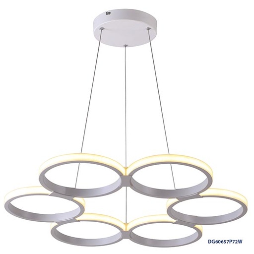 [IND-PR-00187] Lámpara LED Decorativa Colgante, DG60657P, 72W, 6000K Blanco Frío, 85-265Vac, Dimensiones: 600x600x1200mm, IP20