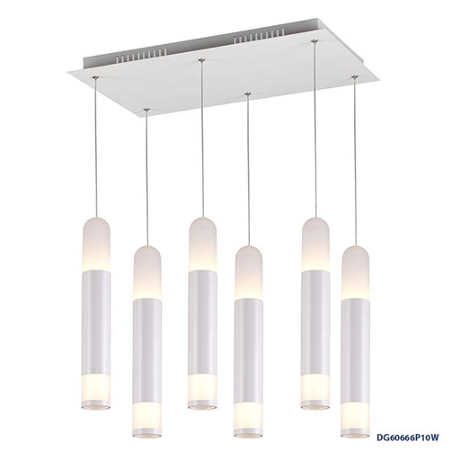 [IND-PR-00190] Lámpara LED Decorativa Colgante, DG60666P, 60W, 6x10W, 6000K Blanco Frío, 85-265Vac, Dimensiones: 490x300x1200mm, IP20
