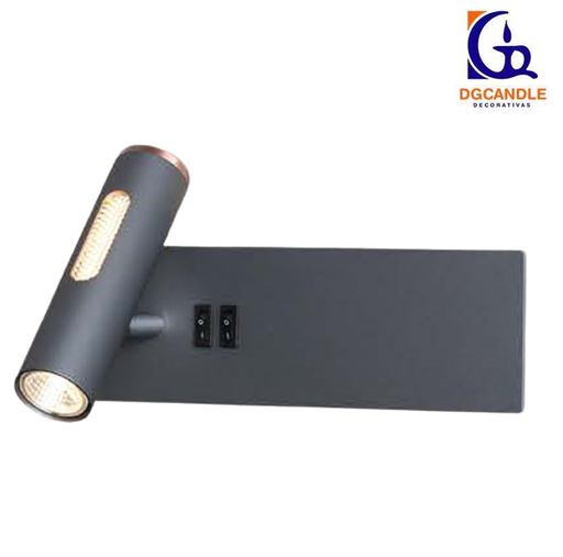 [IND-PR-00219] Lámpara LED Decorativa de Pared (Aplique), DG50050W, 12W, 4000K Blanco Natural, 85-265Vac, con Switch ON-OFF, Dimensiones: 250x134x150mm, IP20, Gris Oscuro