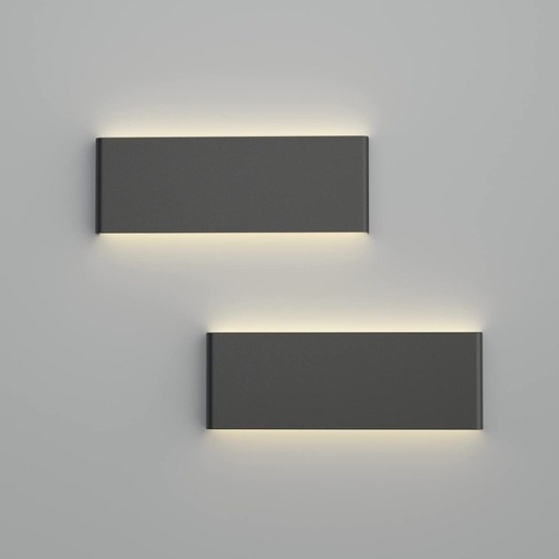 [IND-PR-00220] Lámpara LED Decorativa de Pared (Aplique), DG50052W, 15W, 4000K Blanco Natural, 85-265Vac, Dimensiones: 450x50x80mm, IP20, Gris Oscuro con Blanco