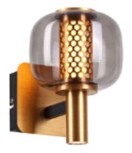 [IND-PR-00276] Lámpara LED Decorativa de Pared (Aplique), DG60834W, 8W, 4000K Blanco Natural, 85-265Vac, Dimensiones: 140x190x195mm, IP20, Dorado con negro