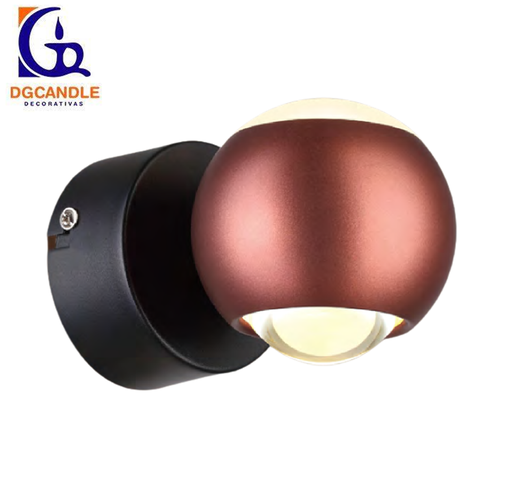 [IND-PR-00283] Lámpara LED Decorativa de Pared (Aplique), DG61242W, 8W, 4000K Blanco Natural, 85-265Vac, Dimensiones: 140x94x94mm, IP20, Negro con Rose Gold