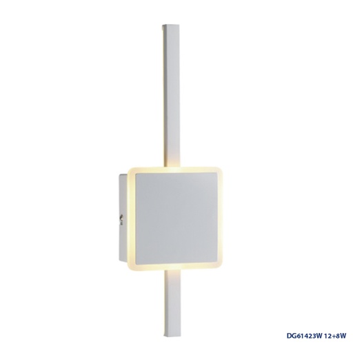 [IND-PR-00285] Lámpara LED Decorativa de Pared (Aplique), DG61423W, 20W, 12+8W, 3000K Blanco Cálido, 85-265Vac, Dimensiones: 136x60x615mm, IP20