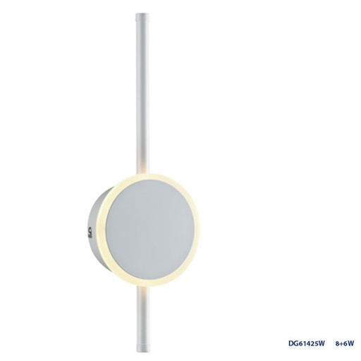 [IND-PR-00287] Lámpara LED Decorativa de Pared (Aplique), DG61425W, 14W, 8+6W, 3000K Blanco Cálido, 85-265Vac, Dimensiones: Φ136X65XH400MM, IP20
