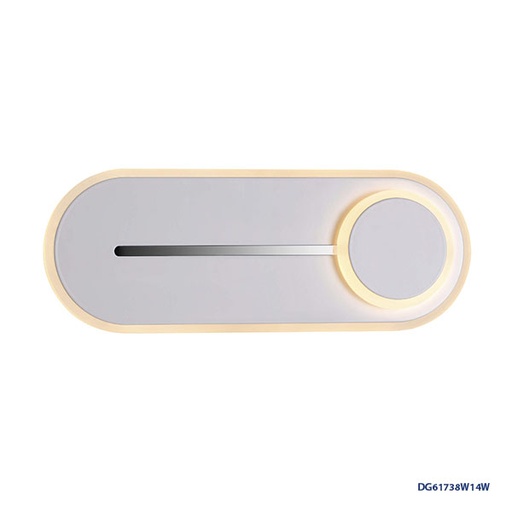 [IND-PR-00295] Lámpara LED Decorativa de Pared (Aplique), DG61738W, 14W, 11W+3W, 4000K Blanco Natural, 85-265Vac, Dimensiones: 255x95x55mm, IP20