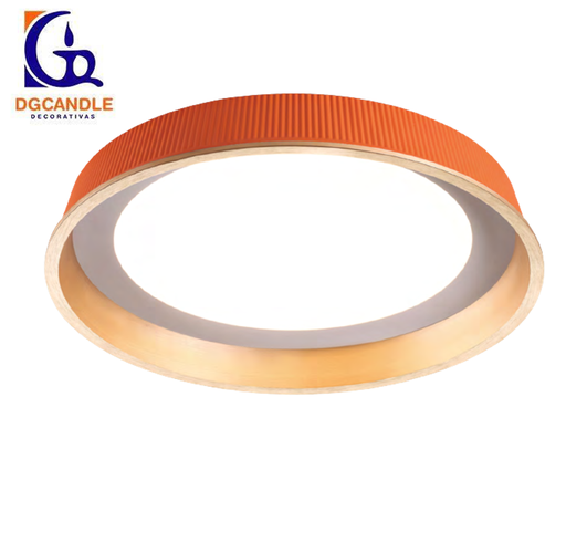 [IND-PR-00304] Lámpara LED Decorativa de Superficie, DG50261C, 36W, 4000K Blanco Natural, 85-265Vac, Dimensiones: Φ450x78mm, IP20, Naranja con Dorado