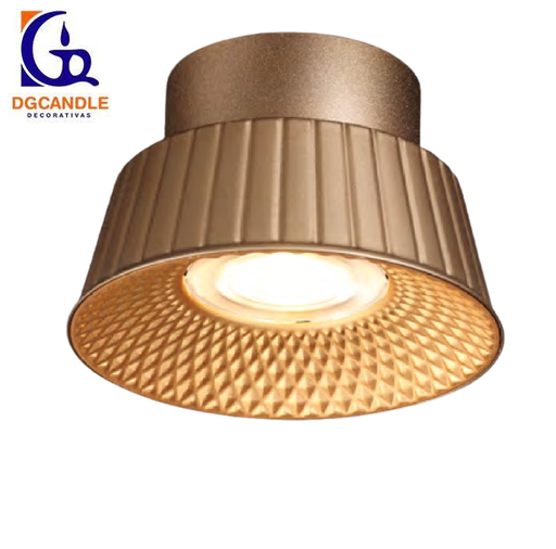 [IND-PR-00312] Lámpara LED Decorativa de Superficie, DG50880C, 6W, 4000K Blanco Natural, 85-265Vac, Dimensiones: Φ150x96mm, IP20, Pale Gold