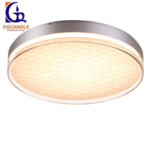 [IND-PR-00314] Lámpara LED Decorativa de Superficie, DG51038C, 60W, 4000K Blanco Natural, 85-265Vac, Dimensiones: 480x480x85mm, IP20, Plateado