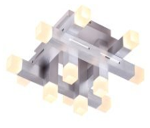 [IND-PR-00316] Lámpara LED Decorativa de Superficie, DG51235C, 36W, 4000K Blanco Natural, 85-265Vac, Dimensiones: 400x400x200mm, IP20, Plateado