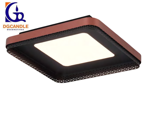 [IND-PR-00324] Lámpara LED Decorativa de Superficie, DG60285C, 47W, 4000K Blanco Natural, 85-265Vac, Dimensiones: 500x500x80mm, IP20, Negro con Rose Gold