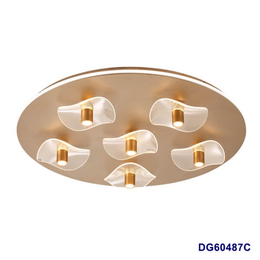 [IND-PR-00327] Lámpara LED Decorativa de Superficie, DG60487C, 85W, 4000K Blanco Natural, 85-265Vac, Dimensiones: 814x814x105mm, IP20, Dorado con blanco