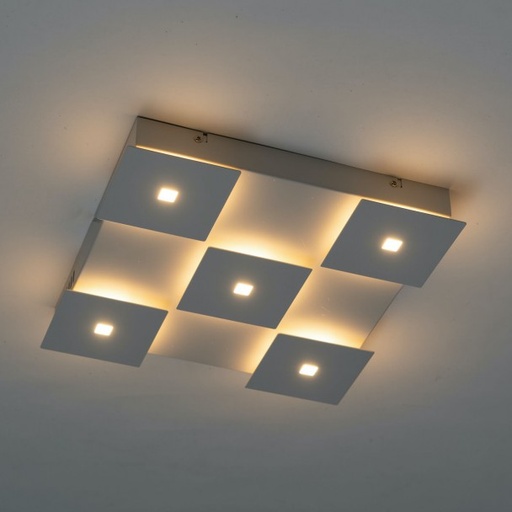 [IND-PR-00348] Lámpara LED Decorativa de Superficie, DG61685C, 30W, 5x6W, 6000K Blanco Frío, 85-265Vac, Dimensiones: 340x340x25mm, IP20