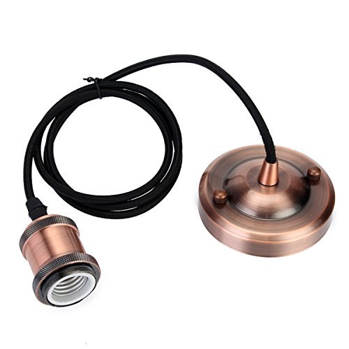 [IND-PR-00361] Zocalos Decorativos para bombillas de filamento vintage, E27 con base y cable de color cobre