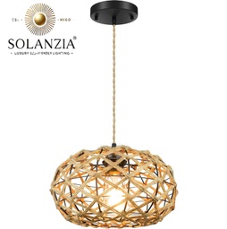 [IND-PR-00372] Lámpara Decorativa Artesanal Colgante, Dyson, E27, Dimensiones: 400x200mm, Material: Cuerda de Cáñamo