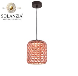 [IND-PR-00376] Lámpara Decorativa Artesanal Colgante, GrapeFruit, 12W, 3000K Blanco Cálido, Dimensiones: 300x450mm, Material: Rattan