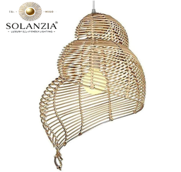 [IND-PR-00378] Lámpara Decorativa Artesanal Colgante, Luz de Caracol, E27, Dimensiones: 300x450mm, Material: Rattan