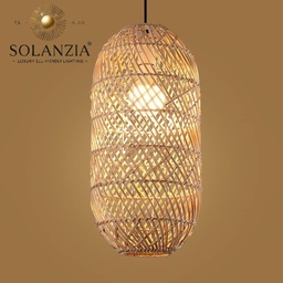 [IND-PR-00381] Lámpara Decorativa Artesanal Colgante, Tejido de Ensueño, E27, Dimensiones: 260x520mm, Material: Rattan