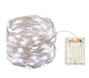 [IND-PR-00494] [IND-PR-00494] Extensión Navideña LED p/Exterior con Batería, 0.3W, 6000K Blanco Frío, 100LED/10Metros, 8 funciones, con Cable color cobre, IP65